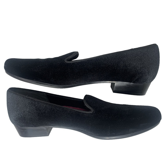 MUNRO Cerise Smoking Slipper Loafer 8.5 N Black Velvet Slip-On Comfort Flats NIB - Picture 6 of 14